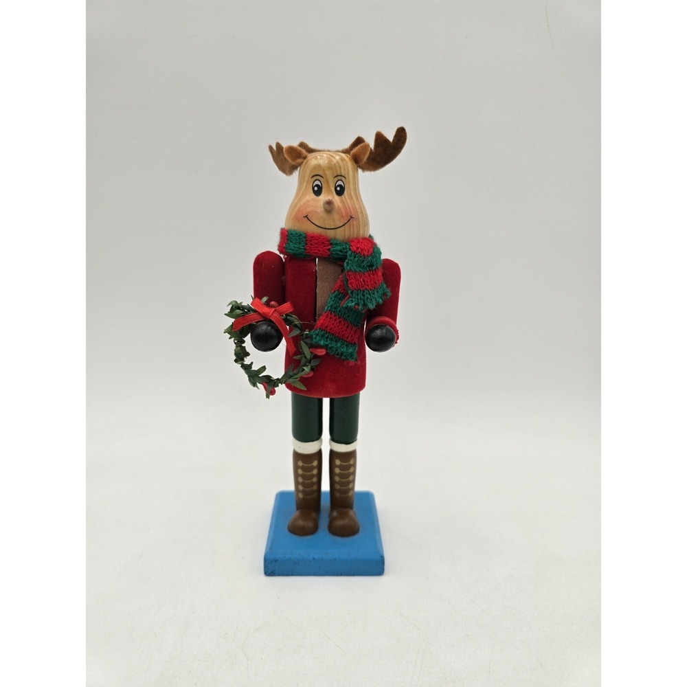Reindeer With Wreath‎ Limited Edition 2007 Wooden Nutcracker 7.5" Numbered 2468